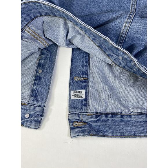 Ladies Bershka Denim Jean Jacket Mid Blue Size Small - Picture 8 of 13